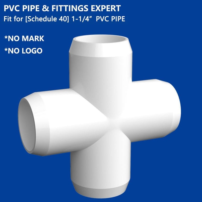 letsFix 4 Way Cross PVC Fittings 1-1/4 Inch (4-Pack), Furniture-Grade, Heavy-Duty Pipe Connectors for Plumbing, DIY Projects, and Home Furniture Assembly, Compatible with 1-1/4" Schedule 40 PVC Pipes‌ - Image 3